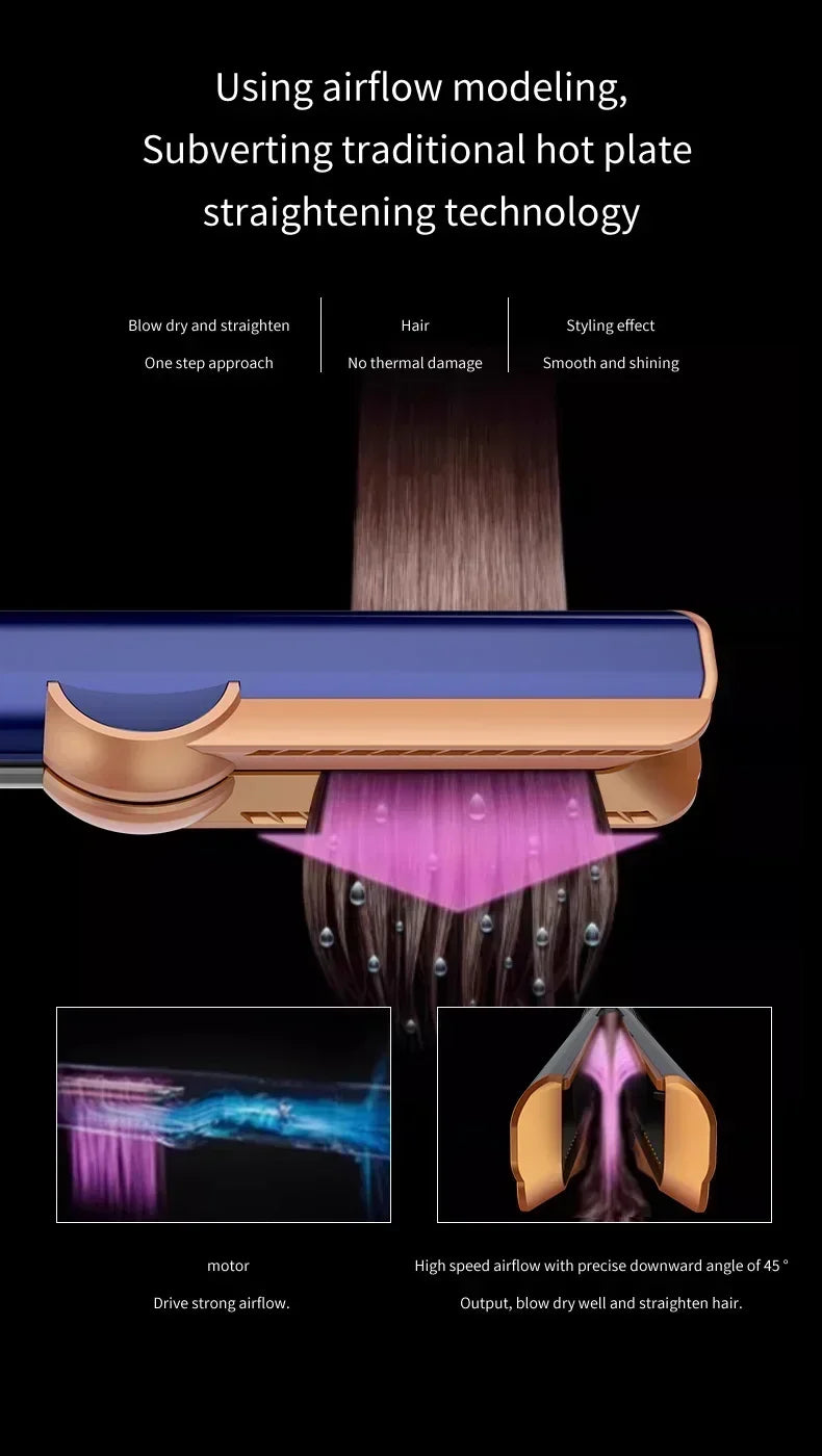 Lisseur et sèche-cheveux professionnel 2 en 1, fer plat chauffant, fer à ions négatifs, outil de coiffure longue durée Dys0n