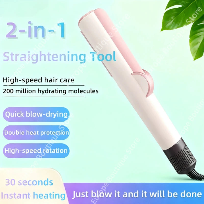 Lisseur et sèche-cheveux professionnel 2 en 1, fer plat chauffant, fer à ions négatifs, outil de coiffure longue durée Dys0n